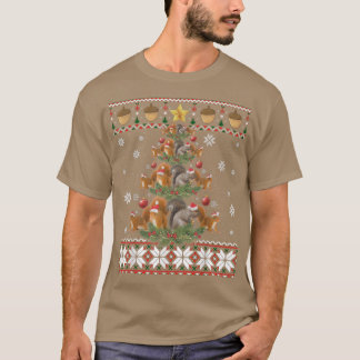 T-shirt Jolie écureuil Noël Arbre cadeau Décor Vilain Noël