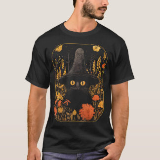 T-shirt Jolie esthétique Cottagecore Chat Champignon Femme