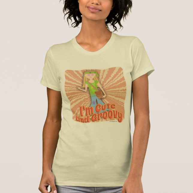 T-shirt Jolie et Super fille hippie Dessin Slogan (Devant)