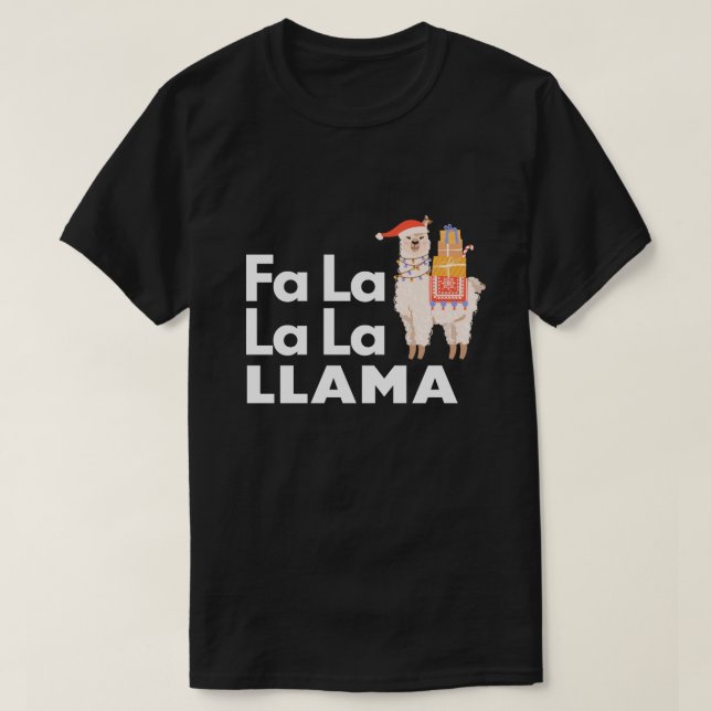 T-shirt Jolie FA LA LAMA Chemise de Noël (Design devant)
