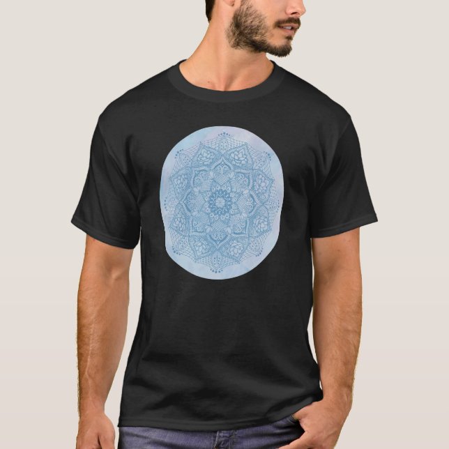 T-shirt Jolie Feminine Fleur Bleu Fleur Zen Boho Lotus M (Devant)