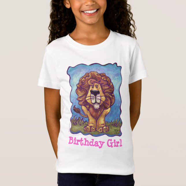 T-Shirt Jolie fête de fille d'anniversaire Lion (Devant)