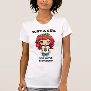 T-shirt Jolie Fille aux Fraises Art Kawaii