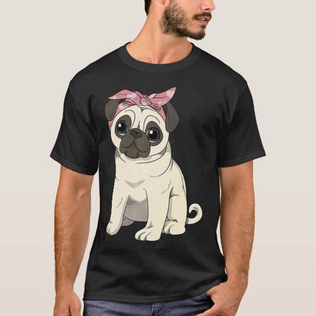 T-shirt Jolie fille avec un pug (Devant)