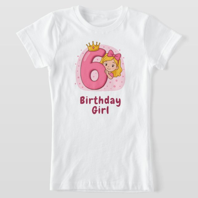 T-Shirt Jolie fille d'anniversaire avec la Couronne et num (Poser)