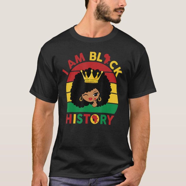 T-shirt Jolie fille de la Reine Noire avec Afro Puff Coeur (Devant)