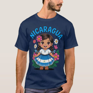 T-shirt Jolie fille du Nicaragua robe traditionnelle avec