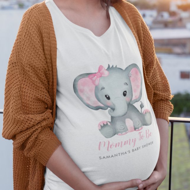 T-shirt Jolie Fille Elephant Rose Maman Pour Être Baby sho (Cute Girl Elephant Pink Mommy To Be Baby Shower T-Shirt)