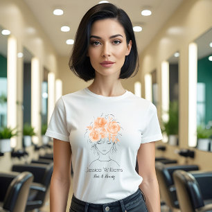 T-shirt Jolie fille pêche aquarelle rose-Floral