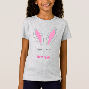 T-Shirt Jolie fille rose lapin de Pâques oreilles