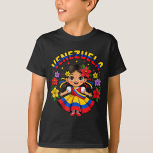 T-shirt Jolie Fille Vénézuélienne Enfants Robe Traditionne