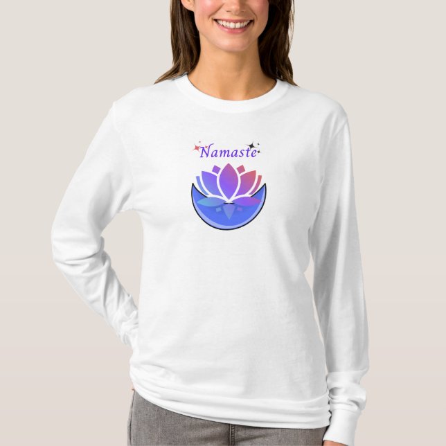 T-shirt Jolie fleur de lotus et design de lune T-Shirt. (Devant)