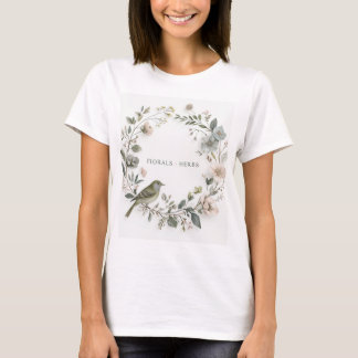 T-shirt jolie fleur et petit oiseau