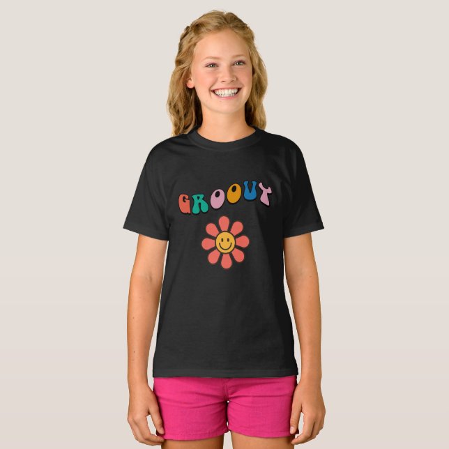 T-shirt Jolie fleur rétro Groovy  (Devant entier)
