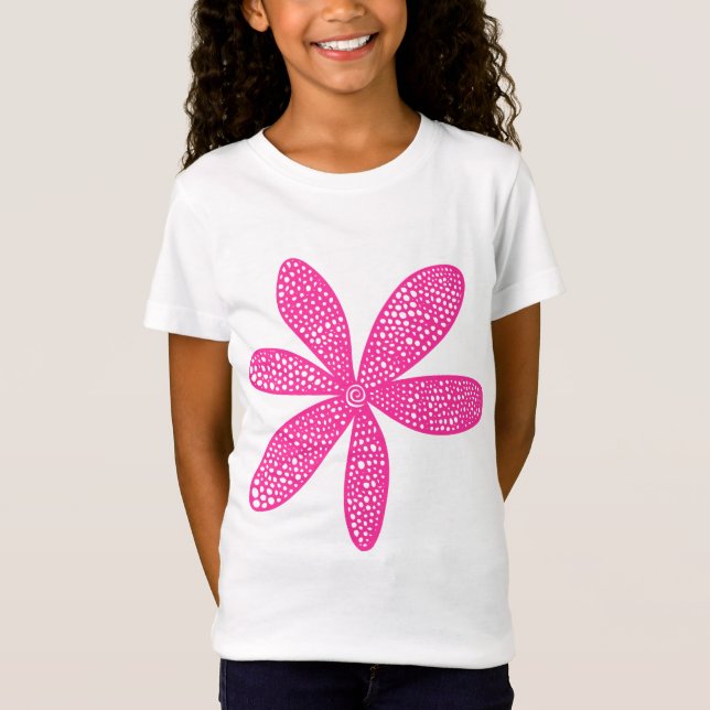 T-Shirt Jolie Fleur - Rose Chaud (Devant)