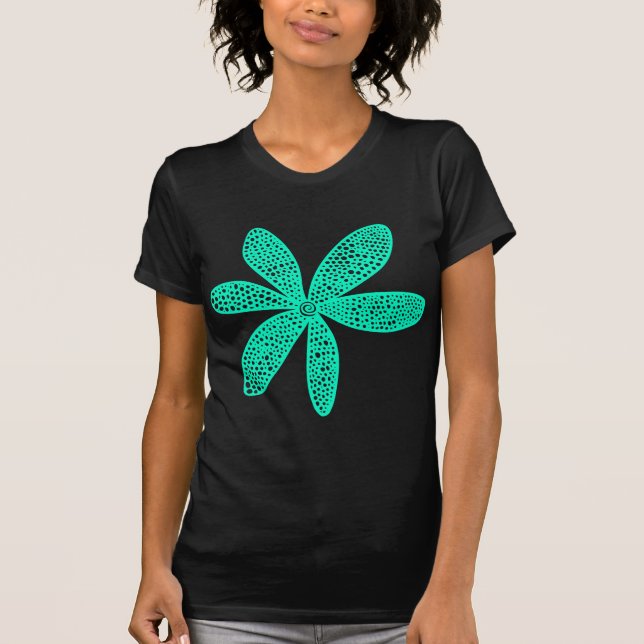 T-shirt Jolie Fleur - Turquoise (Devant)
