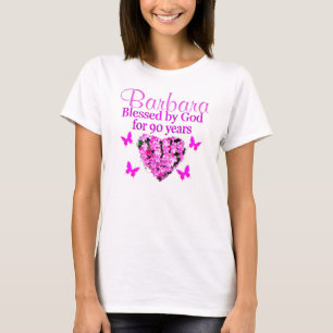 T-SHIRT JOLIE FLORALE ROSE PERSONNALISÉE 90E ANNIVERSAIRE