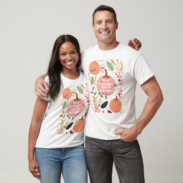 T-shirt Jolie Folio & Citrouilles Rose Thanksgiving Party (Unisexe)