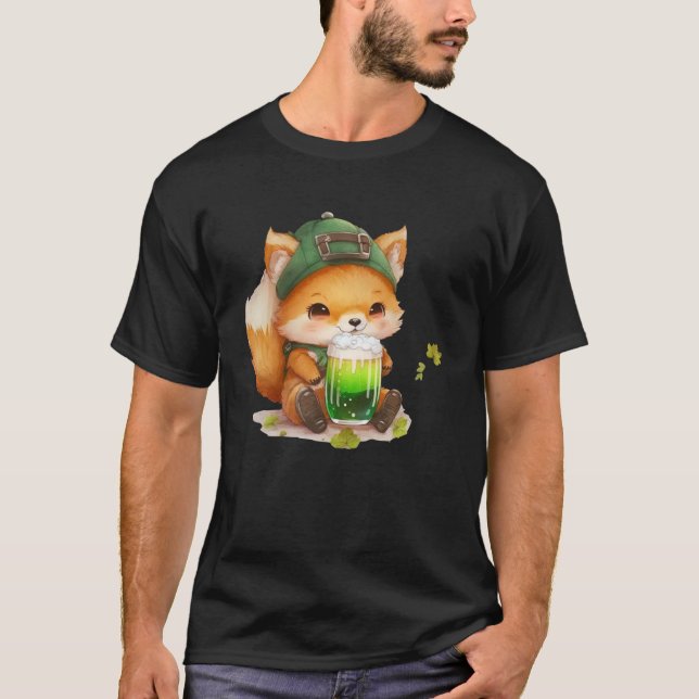 T-shirt Jolie Fox aime Bière St Patrick s Jour Fox (Devant)