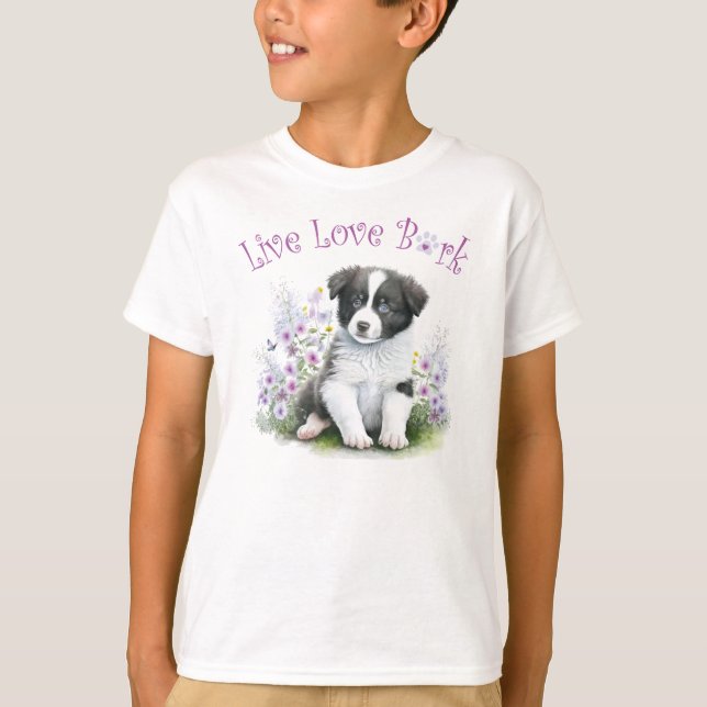T-shirt Jolie frontière Collie Chien Floral (Devant)
