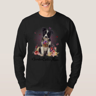 T-shirt Jolie frontière Collie Maman Fleur Joyeuse Fête de