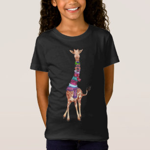 T-Shirt Jolie Giraffe Écharpe de Noël