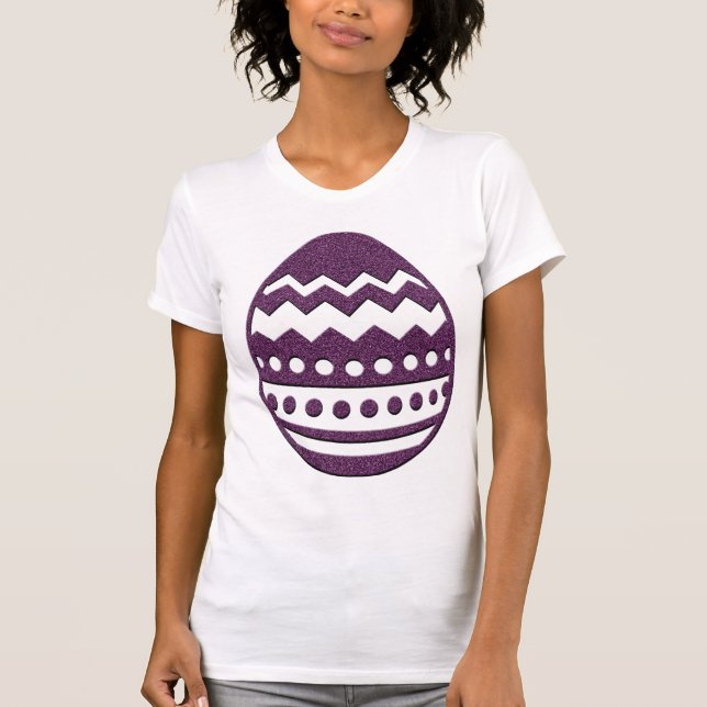 T-shirt Jolie Glitterie Purple Oeuf de Pâques T Chemise (Devant)