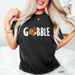 T-shirt Jolie Gobble Turquie Blancs Chute Thanksgiving