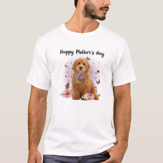 T-shirt Jolie Goldendoodle Maman Fleur Joyeuse Fête des Mè