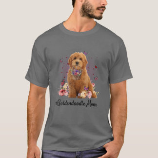 T-shirt Jolie Goldendoodle Maman Fleur Joyeuse Fête des Mè