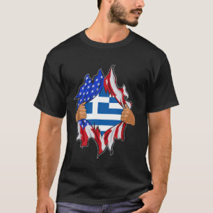 T-shirt Jolie Grèce USA Drapeau Graphique Fabriqué Aux Eta