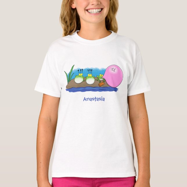 T-shirt Jolie grenouilles drôles bubblegum dessin animé il (Devant)