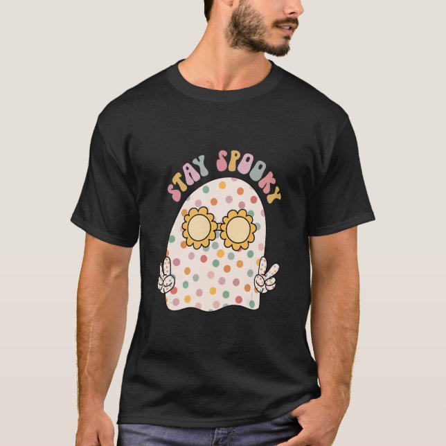 T-shirt Jolie Hippie Ghost Restez Éffrayant Halloween Supe (Devant)