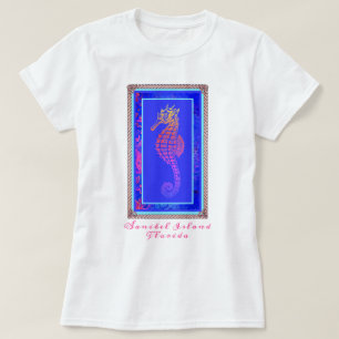 T-shirt Jolie île de Sanibel Floride Cheval de mer coloré