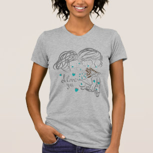T-shirt Jolie illustration numérique "Je t'aime" dessinée