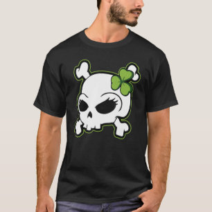 T-shirt Jolie Irlandaise fille Shamrock crâne Bow Funny St