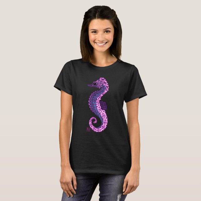 T-shirt Jolie Lavande Zen Tangle Seahorse Ocean Art (Devant entier)
