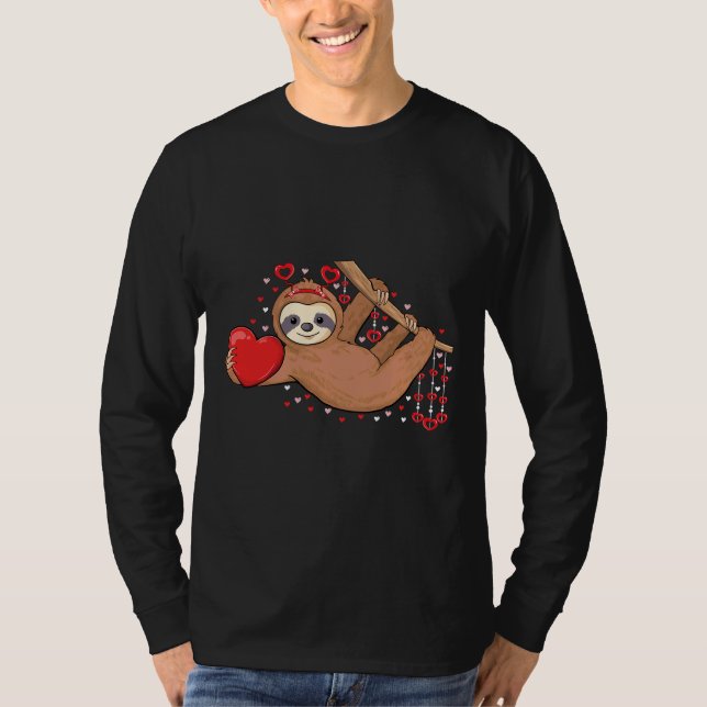 T-shirt Jolie Lazy Sloth Holt Heart Love Sloth Valentine (Devant)