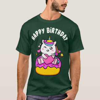 T-shirt Jolie licorne d'anniversaire avec des filles de gâ