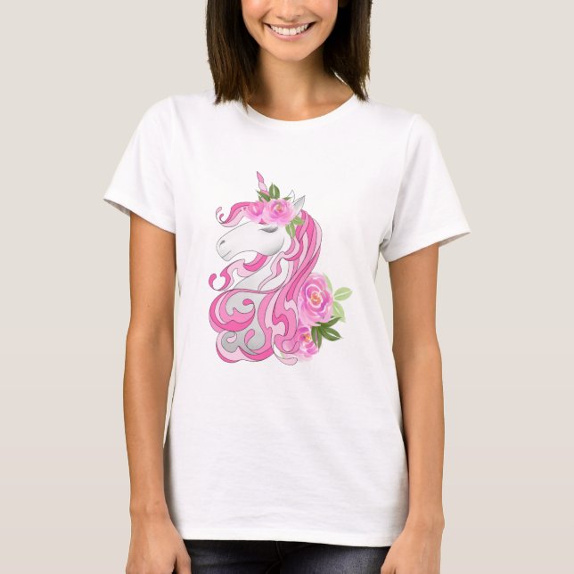 T-shirt Jolie licorne rose (Devant)