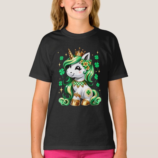 T-shirt Jolie Licorne Trèfle St Patrick (Devant)