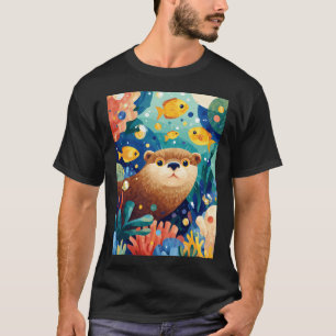 T-shirt Jolie loutre de mer dans un récif corallien coloré