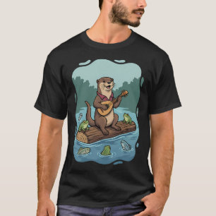 T-shirt Jolie loutre jouant du mandolin entre amis de la r
