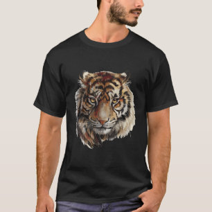 T-shirt Jolie main Tiger Peint Portrait long manches Shi