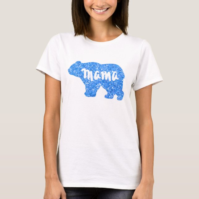 T-shirt Jolie maman ours bleu scintillant design pour elle (Devant)