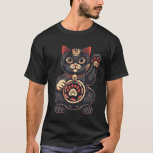 T-shirt jolie Maneki Neko imprimé chat japonais