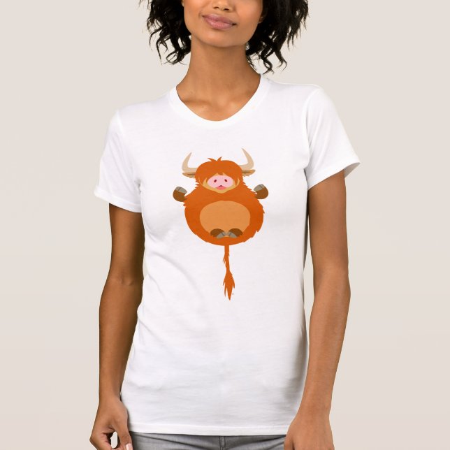 T-shirt Jolie Méditation Cartoon Highland Cow Femmes T-shi (Devant)
