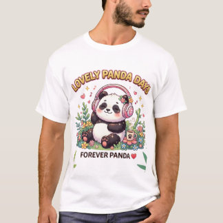 T-shirt Jolie musique kawaii panda esthétique floral artis