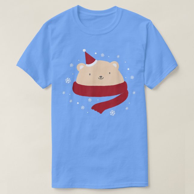 T-shirt Jolie Ours de Noël Neige d'hiver Nouvel An (Design devant)