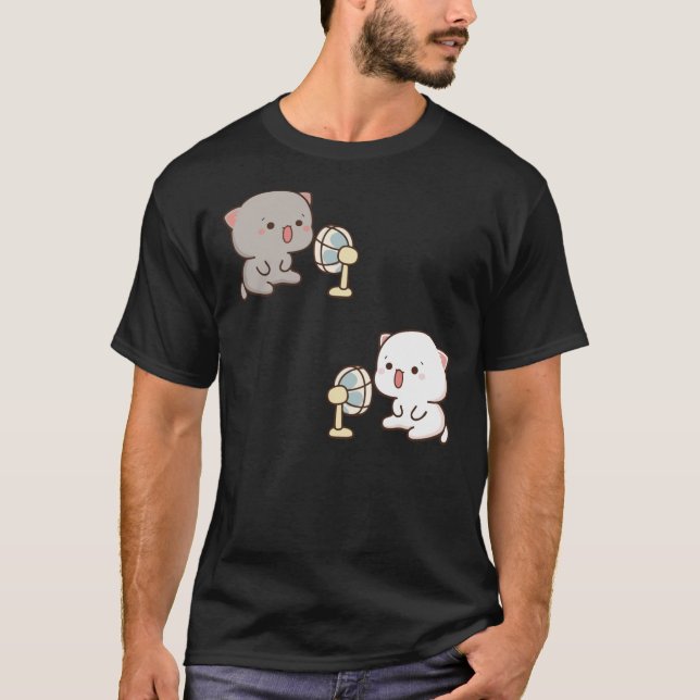 T-shirt Jolie Pêche Et Goma Moment Drôle Avec Ventilateur  (Devant)